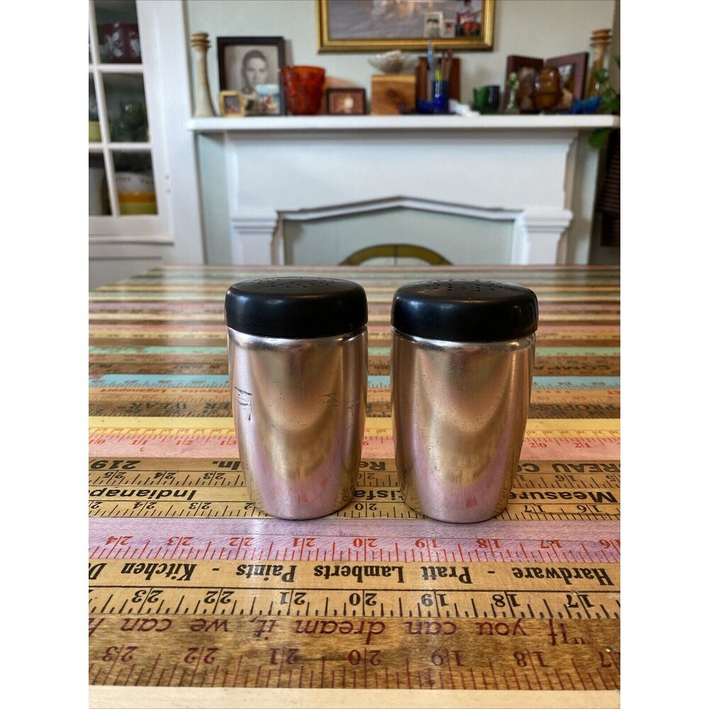West Bend Aluminum Salt & Pepper Shakers 4'' VINTAGE RETRO MCM 70s rose Gold